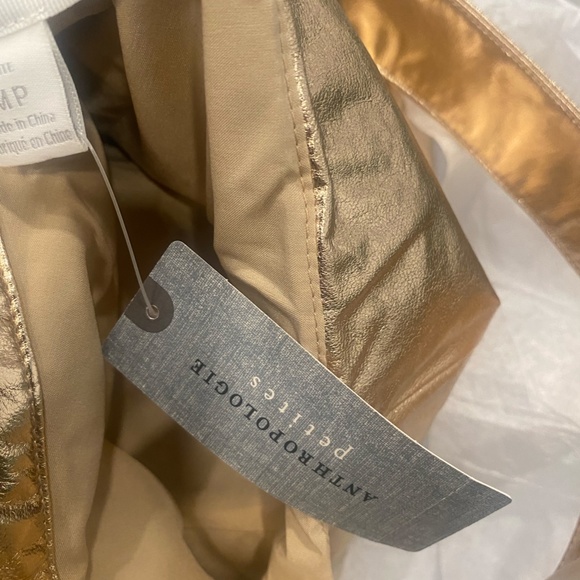 Metallic V-Neck Dress, Anthropologie, Metallic Gold, Size M - Picture 4 of 6